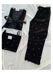 Pijamacs Black Heart Patterned Pegasus Pajama Set with Apron