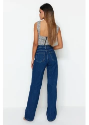  Collection Dark Blue High Waist Wide Leg Jeans Twoss23Je00068