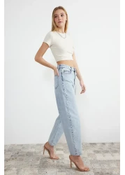  Collection Light Blue High Waist Barrel Baggy Jeans Twoss24Je00113