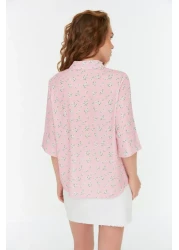  Collection Pink Floral Patterned Woven Blouse TWOSS22BZ0459