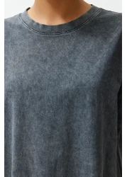  Collection Anthracite Washed/Scattered Effect Shift/Straight Cut Knitted Dress Twoss24El00126