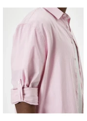 Koton Long Sleeve Linen Look Shirt - Sleeve Detail and Buttons