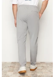  Collection Gray Jogger Fit Elastic Waist Tied Textured Knitted Comfortable Trousers Tmnss24Pl00007
