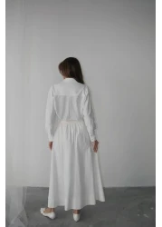 Swass تنورة بوبلين بجيب واسع