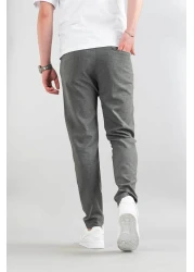 bombe Men's Dark Gray Flexible Lycra Ankle Length Casual Comfortable Fabric Trousers with Side Pockets