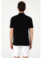 U.S. Polo Assn. تي شيرت أسود بياقة بولو وقصة عادية للرجال 50299601-vr046