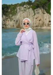 LOCCO Women's Seersucker Suit Lilac