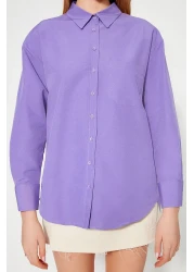  Collection Light Purple Single Pocket Boyfriend/Wide Fit Cotton Woven Shirt TWOAW20GO0115