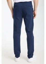  Collection Navy Blue Regular Fit Basic Chino Flexible Gabardine Pants Tmnss25Pl00019