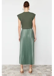  Collection Mint Pleated Maxi Stretchy Knitted Skirt TWOSS24ET00041