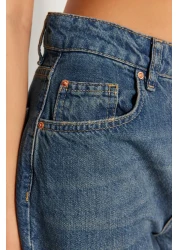  Collection Blue - High Waist Vintage Wide Leg Jeans with Pale Effects - Twoss24Je00050