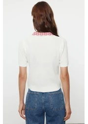  Collection Ecru Collar Patterned Blouse Twoaw24Bz00011