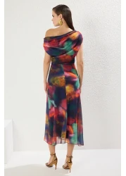  Collection فستان سهرة أنيق متعدد الألوان من التول المحبوك فستان التخرج الليلي TPRSS25EL00015