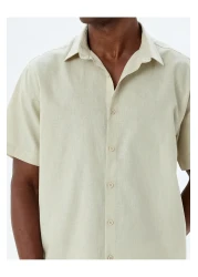 Koton قميص أساسي من مزيج الكتان بأكمام قصيرة