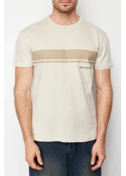  Collection تي شيرت مخطط مطبوع 100% قطن بأكمام قصيرة - رقبة دائرية TMNSS24TS00059