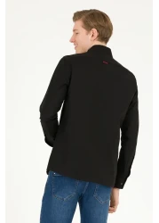 U.S. Polo Assn. قميص أساسي أسود بأكمام طويلة للرجال 50263099 -VR046