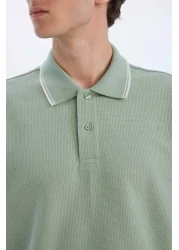 Defacto تي شيرت بولو ذو قصة عادية وأكمام قصيرة وياقة وافل D7932ax25sp