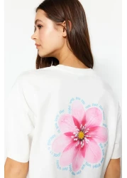  Collection تيشيرت محبوك من القطن 100% بريميوم إكرو مطبوع مريح/واسع ومريح TWOSS23TS00374