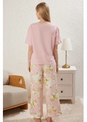  Collection Pink 100% Cotton Floral Knitted Pajamas Set Thmss25Pt00061