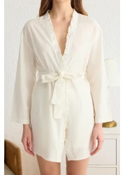  Collection طقم بيجامة منسوج مكون من 3 قطع من القطن بنسبة 100% مع كشكشة وشورت إكسسوارات مخططة THMSS25PT00054