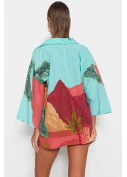  Collection Cotton Landscape Print Shirt and Shorts Beach Set - Tbess22Au0040