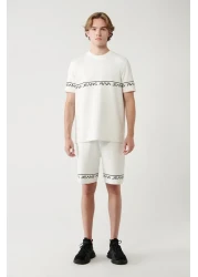 Avva تي شيرت رجالي أبيض مطبوع برقبة دائرية وناعم الملمس A41y1329