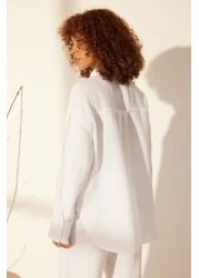  Collection White 100% Linen Oversize Shirt TWOSS23GO00443