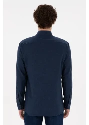 U.S. Polo Assn. قميص أساسي بأكمام طويلة باللون الأزرق الداكن للرجال 50296757 -VR033