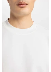 Defacto Oversize Wide Fit Crew Neck Heavy Fabric Basic Solid Short Sleeve T-Shirt B6494Ax24Sp