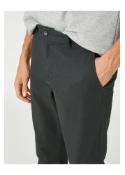 Koton Basic Chino Trousers with Button Pocket Detail