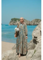 LOCCO Women's Wind Texture Patterned Dress Green