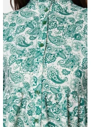  Modest Blue Ethnic Patterned Prevailing Collar Linen Look Woven Shirt Dress TCTSS23EB00286