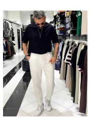 Higo Man بنطلون رجالي من القطن والكتان بقصة Boyfriend