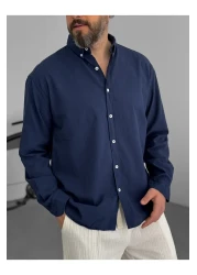 BYBASICMAN Navy Blue Fresh Fabric Basic Shirt G-5138/12
