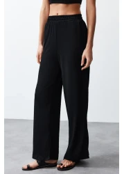  Collection طقم كيمونا وبنطلون أسود محبوك مريح - TWOSS24AU00091