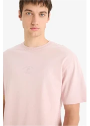 Defacto 100% Cotton Boxy Fit Crew Neck Back Printed Short Sleeve T-Shirt F5766Ax25Sm