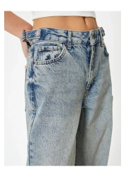 Koton بنطال جينز واسع الساق بجيب خصر قياسي - بنطال بيانكا واسع الساق