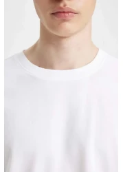 Defacto تي شيرت قطني فاخر برقبة دائرية وقياس كبير