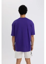 Defacto NBA Los Angeles Lakers Boxy Fit Short Sleeve T-Shirt - Crew Neck S9221AZ24SM