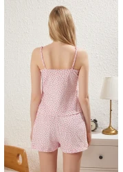  Collection Pink Cotton Shorts Sleepwear Set with Heart Lace - Thmss24Pt00106