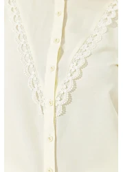  Collection Cotton Yellow Lace Detailed Shirt - Regular Fit TWOAW21GO0077