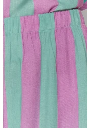  Collection Multicolor Striped Rope Strap Woven Pajama Set with Viscose Shorts Thmss23Pt00225