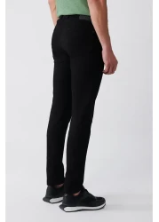 Avva Men's Black Flexible 5-Pocket Canvas Trousers E 003055