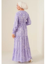 Bigdart 2145 Patterned Hijab Dress - Lilac