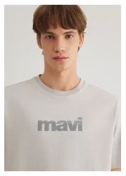 Mavi Logo Back Printed Gray T-Shirt Loose Fit / Loose Relaxed Cut 0612522 -70074