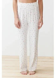  Collection Colorful Floral Print White Knitted Sleepwear Set - Thmss24Pt00233