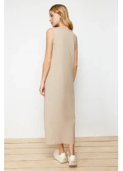  Modest عبوة من قطعتين فستان محبوك باللونين البني والبيج 100% قطن - TCTAW22UK0110