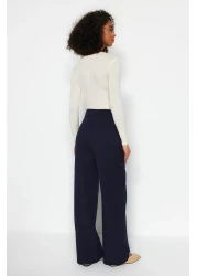  Collection Navy Blue Wide Leg Woven Trousers - Twoaw22Pl0139