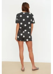  Collection Multicolor 100% Cotton Star Pattern Shorts Knitted Pajamas Set Thmss22Pt0501