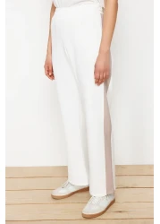  Modest Ecru Scuba Fabric Bottom-Top Set - Piping Knitted Diver TCTAW24US00071